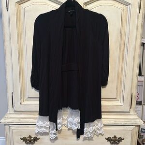 Black Lace Open Cardigan